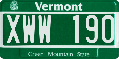 VT license plate XWW190
