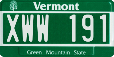 VT license plate XWW191