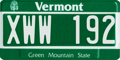 VT license plate XWW192