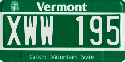 VT license plate XWW195