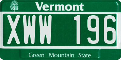 VT license plate XWW196