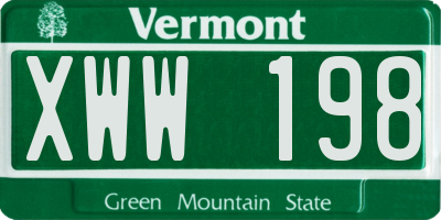 VT license plate XWW198