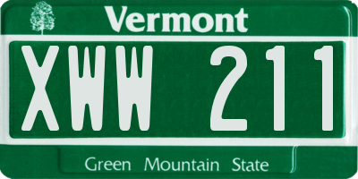 VT license plate XWW211