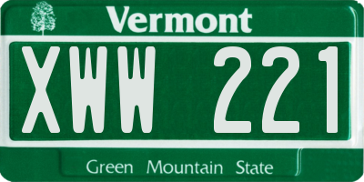 VT license plate XWW221