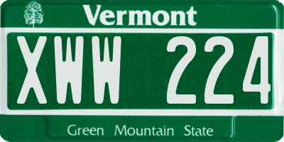VT license plate XWW224