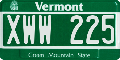 VT license plate XWW225