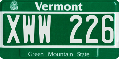 VT license plate XWW226
