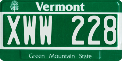VT license plate XWW228