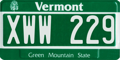 VT license plate XWW229