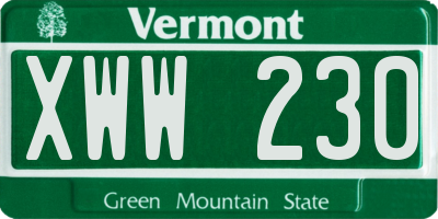 VT license plate XWW230