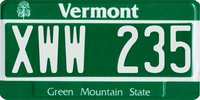 VT license plate XWW235