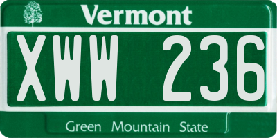 VT license plate XWW236