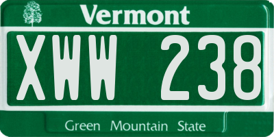 VT license plate XWW238
