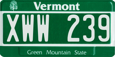VT license plate XWW239