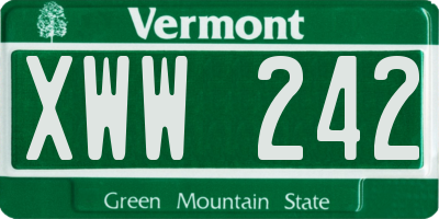 VT license plate XWW242