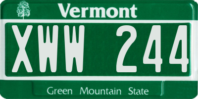 VT license plate XWW244