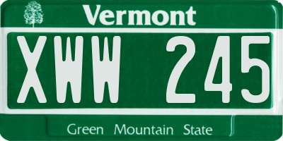 VT license plate XWW245