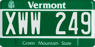 VT license plate XWW249