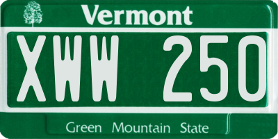 VT license plate XWW250