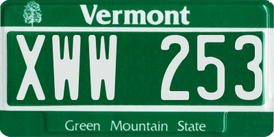 VT license plate XWW253