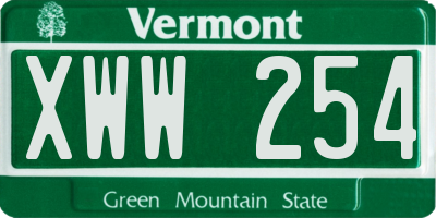 VT license plate XWW254