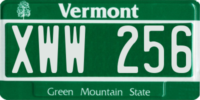 VT license plate XWW256