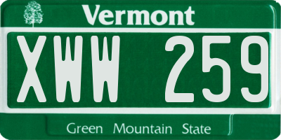 VT license plate XWW259