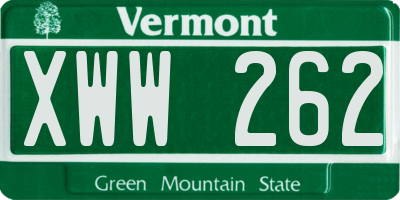 VT license plate XWW262