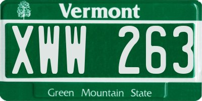 VT license plate XWW263