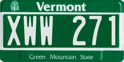VT license plate XWW271