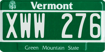 VT license plate XWW276