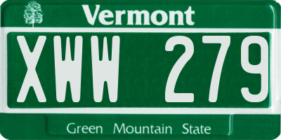 VT license plate XWW279