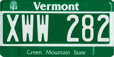 VT license plate XWW282