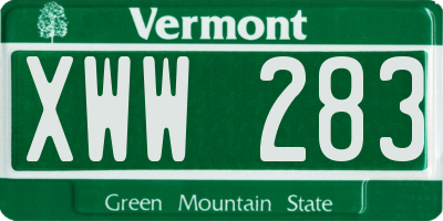 VT license plate XWW283