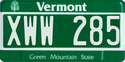 VT license plate XWW285