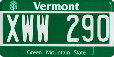 VT license plate XWW290