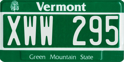 VT license plate XWW295