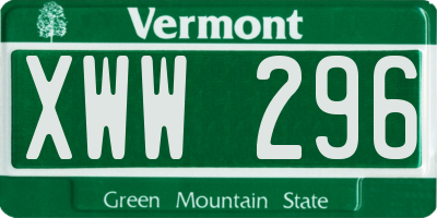 VT license plate XWW296
