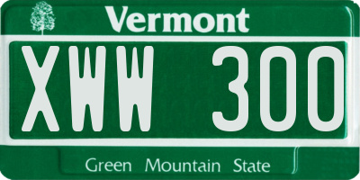 VT license plate XWW300