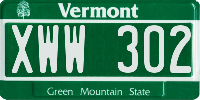 VT license plate XWW302