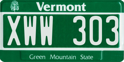 VT license plate XWW303