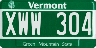 VT license plate XWW304