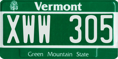 VT license plate XWW305