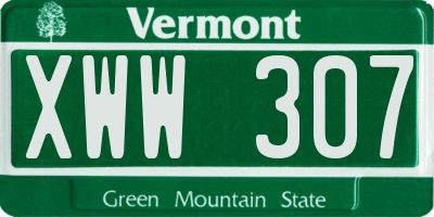 VT license plate XWW307