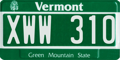 VT license plate XWW310