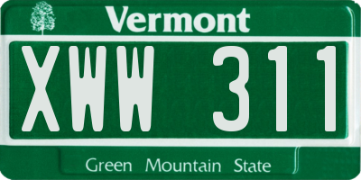 VT license plate XWW311
