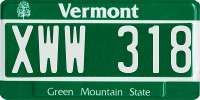 VT license plate XWW318