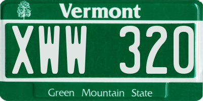 VT license plate XWW320
