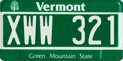VT license plate XWW321