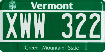 VT license plate XWW322